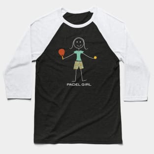 Funny Padel Girl Stick Illustration Baseball T-Shirt
